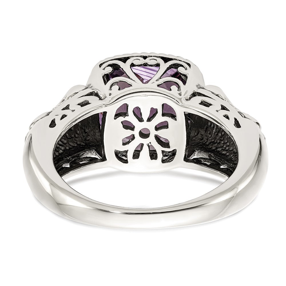 14K/silver Bicolor Shey Couture Sterlingsilber mit 14K Akzente Antikisiert Kissen Amethyst Ring