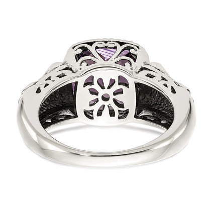 14K/silver Bicolor Shey Couture Sterlingsilber mit 14K Akzente Antikisiert Kissen Amethyst Ring