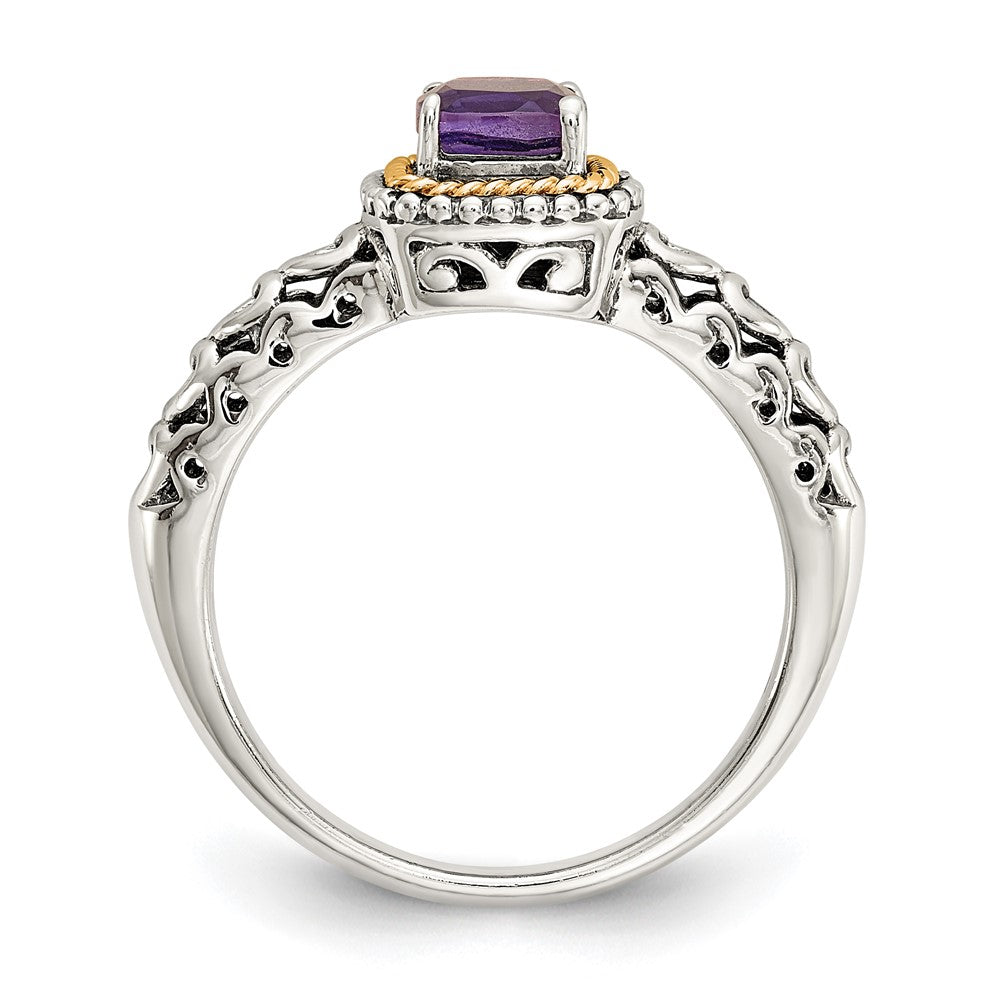 14K/silver Bicolor Shey Couture Sterlingsilber mit 14K Akzente Antikisiert Kissen Amethyst Ring