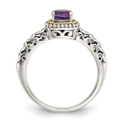 14K/silver Bicolor Shey Couture Sterlingsilber mit 14K Akzente Antikisiert Kissen Amethyst Ring