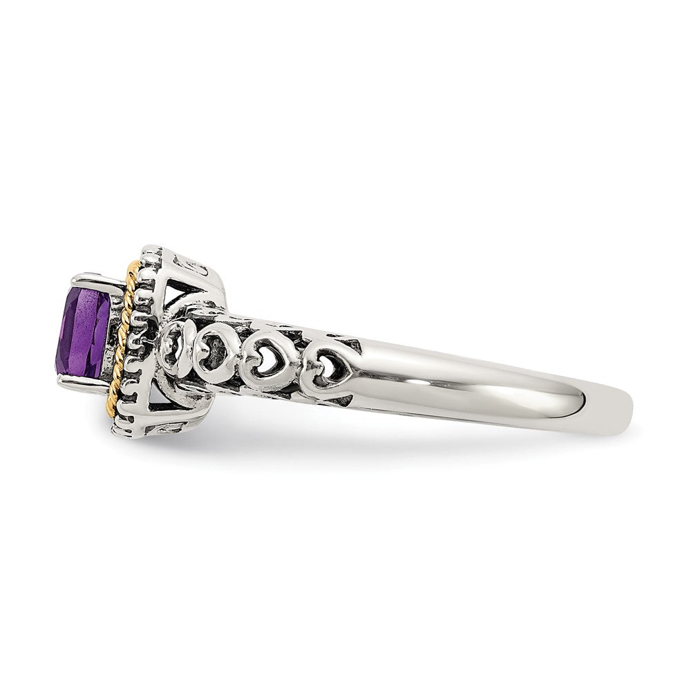 14K/silver Bicolor Shey Couture Sterlingsilber mit 14K Akzente Antikisiert Kissen Amethyst Ring