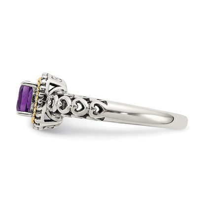 14K/silver Bicolor Shey Couture Sterlingsilber mit 14K Akzente Antikisiert Kissen Amethyst Ring