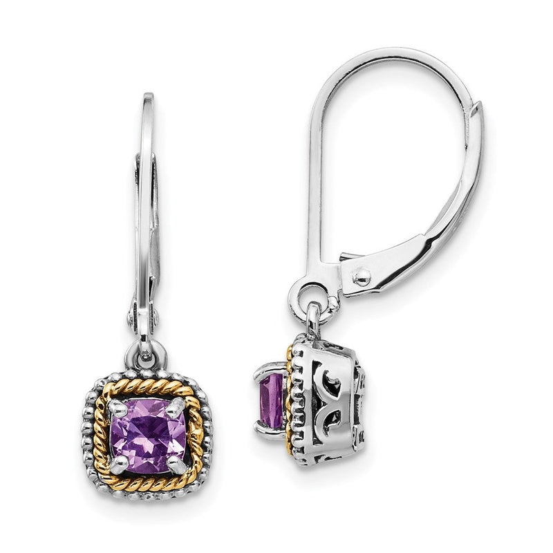 14K/silver Bicolor Shey Couture Sterlingsilber mit 14K Akzente Antikisiert Kissen Amethyst Brisur Ohrhänger