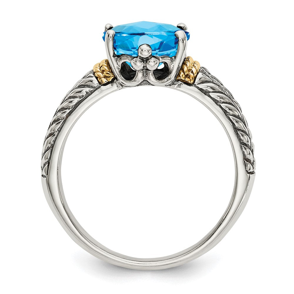 14K/silver Bicolor Shey Couture Sterlingsilber mit 14K Akzente Antikisiert Oval Blautopas Ring