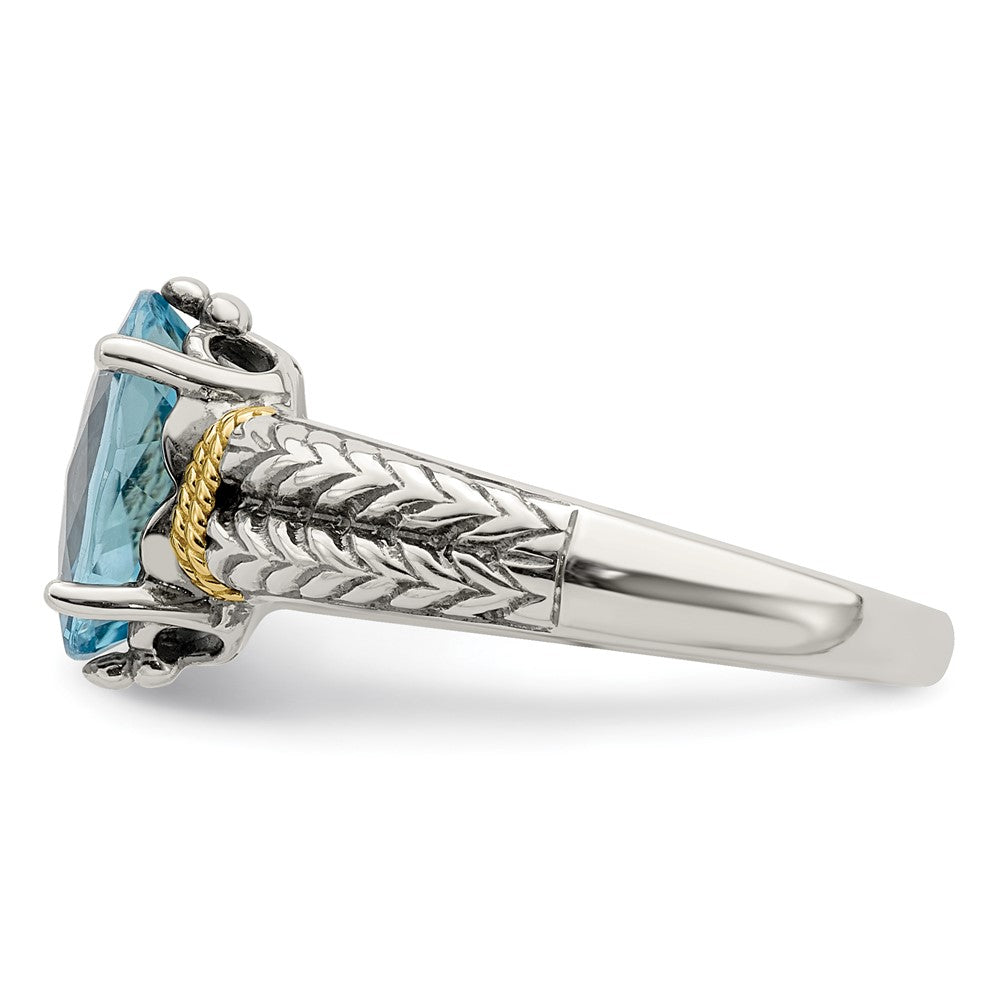 14K/silver Bicolor Shey Couture Sterlingsilber mit 14K Akzente Antikisiert Oval Blautopas Ring