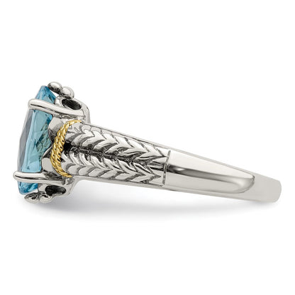 14K/silver Bicolor Shey Couture Sterlingsilber mit 14K Akzente Antikisiert Oval Blautopas Ring