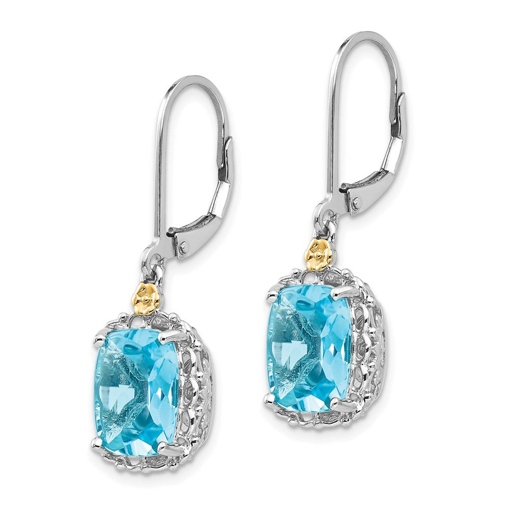 14K/silver Bicolor Shey Couture Sterlingsilber Rhodiniert mit 14K Akzente Recangular Blautopas Brisur Ohrhänger