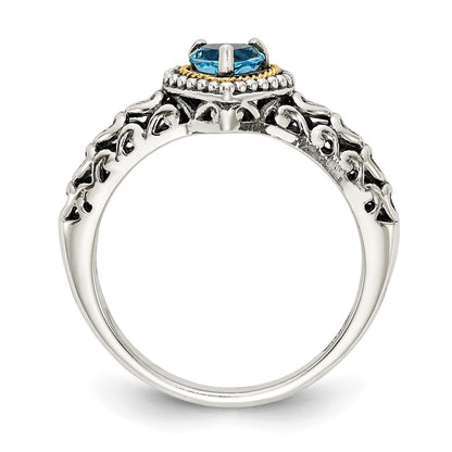 14K/silver Bicolor Shey Couture Sterlingsilber mit 14K Akzente Antikisiert Blautopas Herz Ring