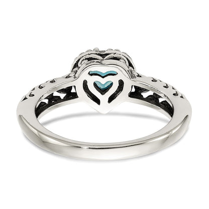 14K/silver Bicolor Shey Couture Sterlingsilber mit 14K Akzente Antikisiert Blautopas Herz Ring