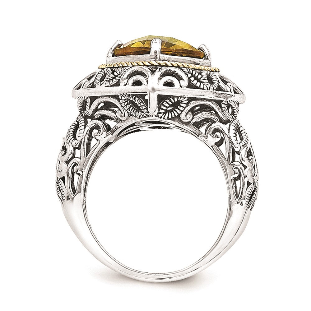 14K/silver Bicolor Sterlingsilber 14K Whiskey Quarz Ring (size 7 Nur)