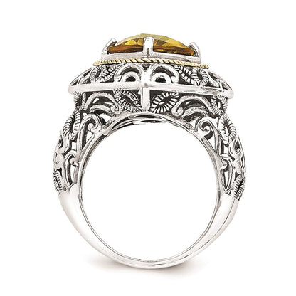 14K/silver Bicolor Sterlingsilber 14K Whiskey Quarz Ring (size 7 Nur)