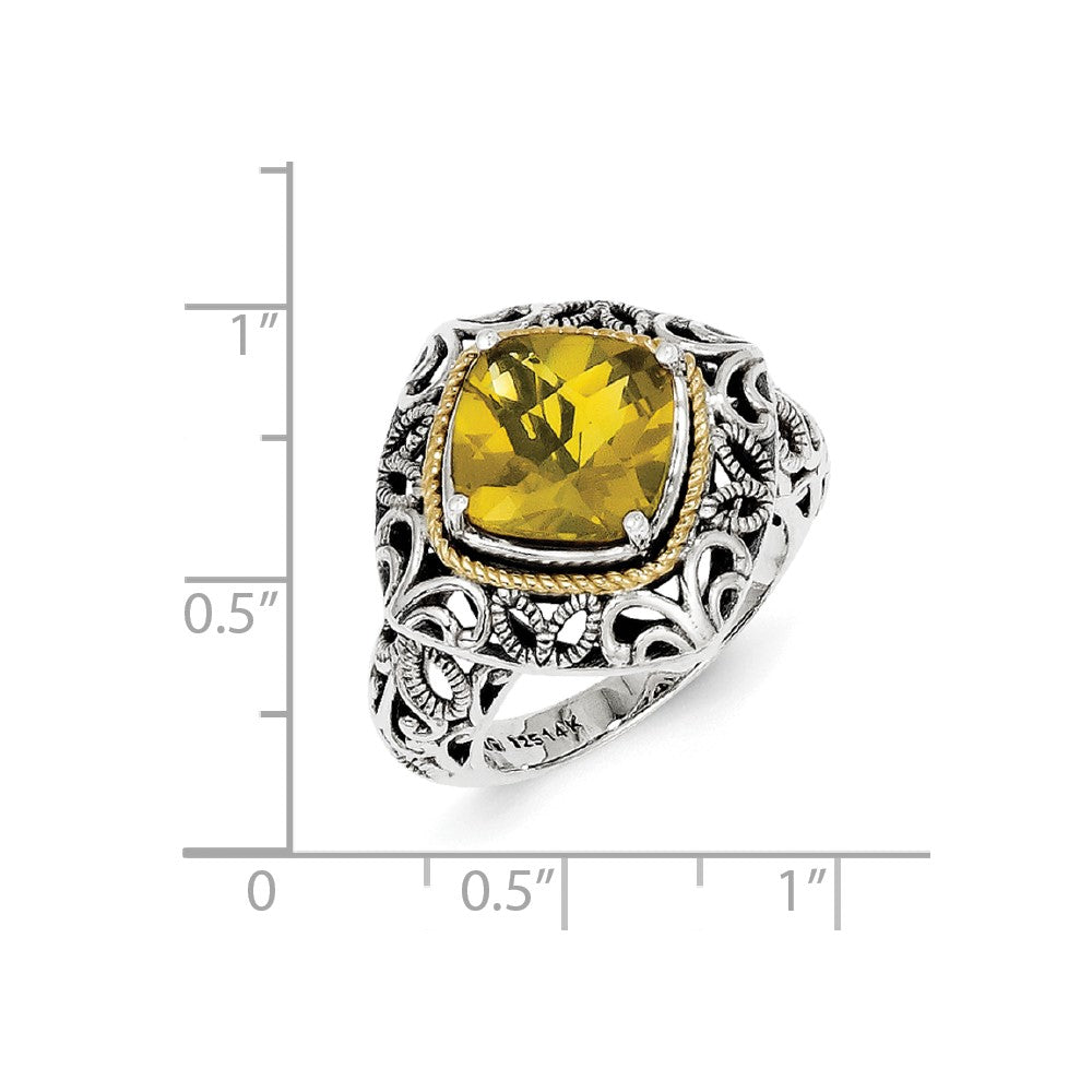 14K/silver Bicolor Sterlingsilber 14K Whiskey Quarz Ring (size 7 Nur)