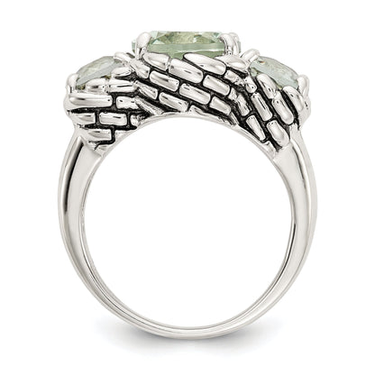 Sterlingsilber Shey Couture Antikisiert Oval und Rund Grün Quarz Ring