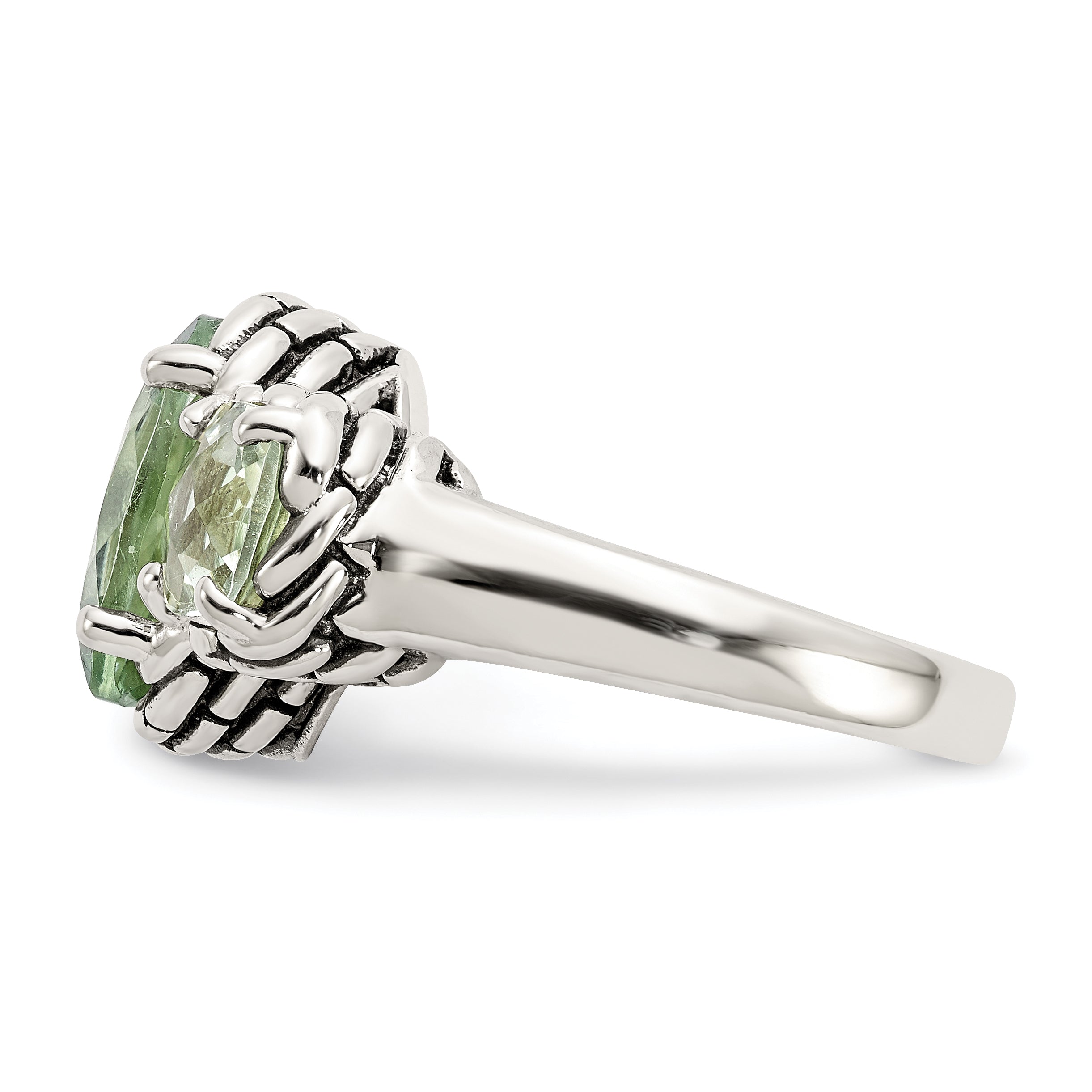 Sterlingsilber Shey Couture Antikisiert Oval und Rund Grün Quarz Ring