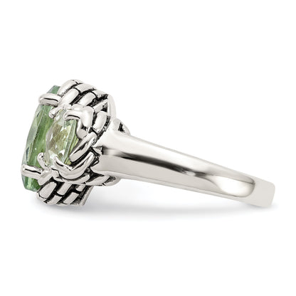 Sterlingsilber Shey Couture Antikisiert Oval und Rund Grün Quarz Ring