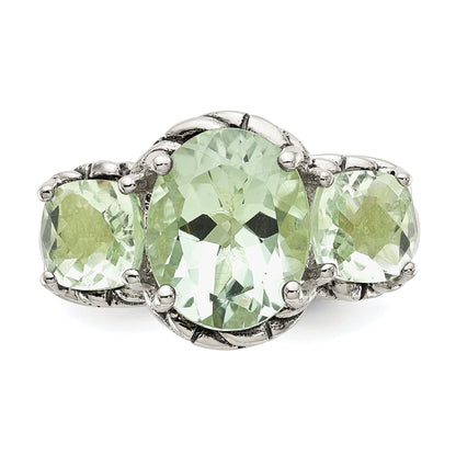 Sterlingsilber Shey Couture Antikisiert Oval und Rund Grün Quarz Ring