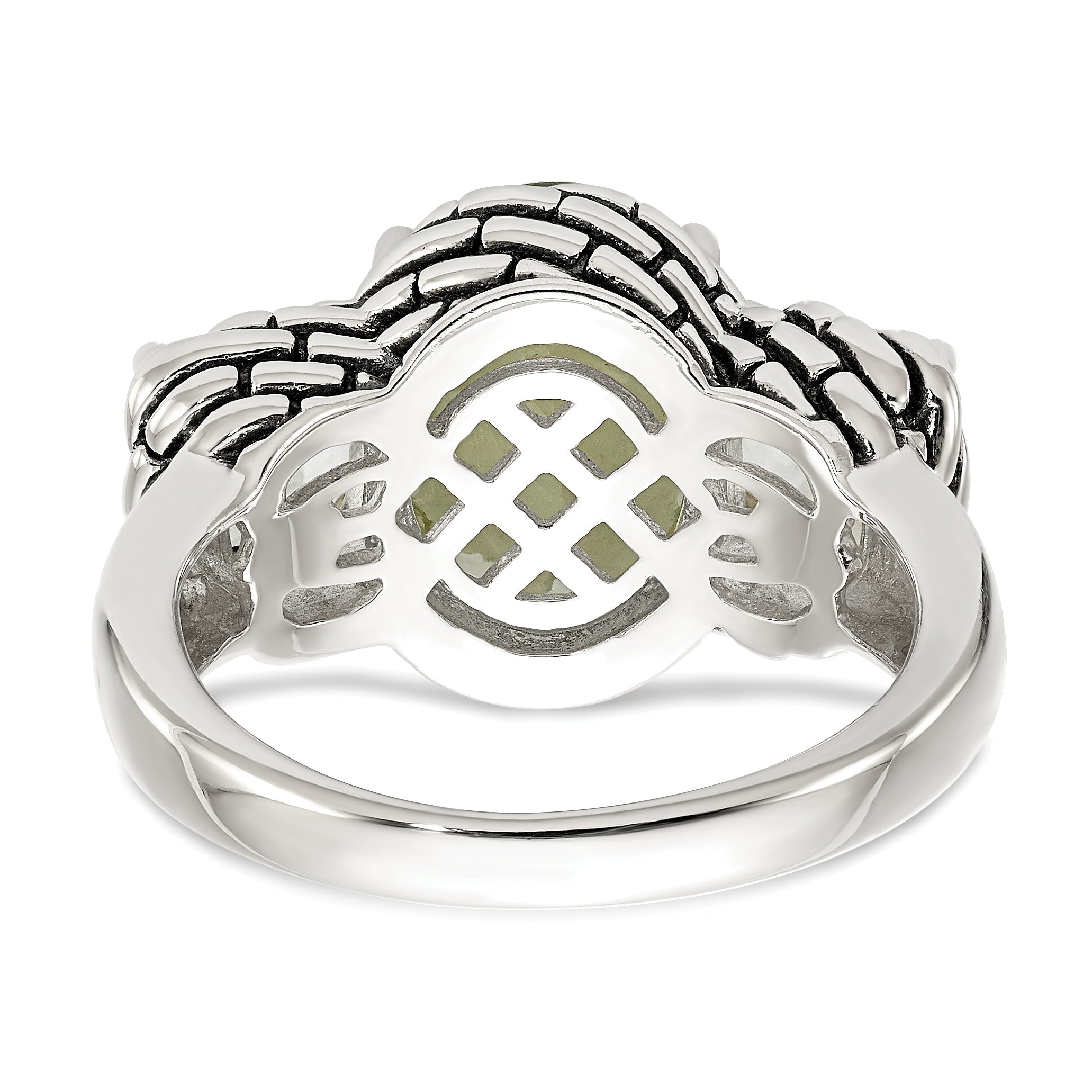 Sterlingsilber Shey Couture Antikisiert Oval und Rund Grün Quarz Ring
