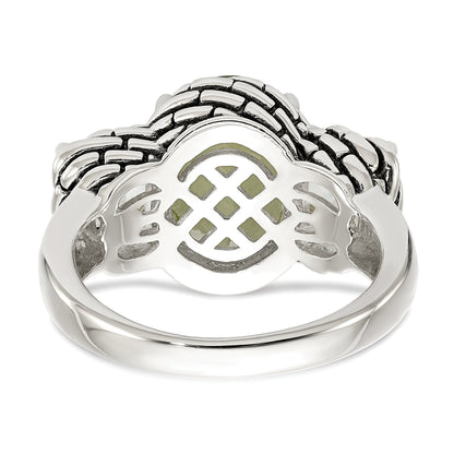 Sterlingsilber Shey Couture Antikisiert Oval und Rund Grün Quarz Ring