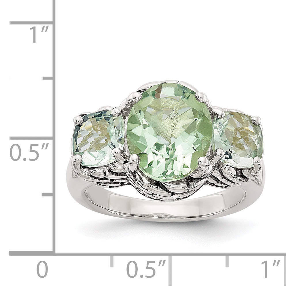 Sterlingsilber Shey Couture Antikisiert Oval und Rund Grün Quarz Ring
