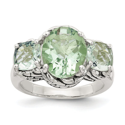 Sterlingsilber Shey Couture Antikisiert Oval und Rund Grün Quarz Ring