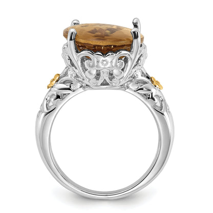 14K/silver Bicolor Sterlingsilber 14K Akzente Poliert Whiskey Quarz Ring
