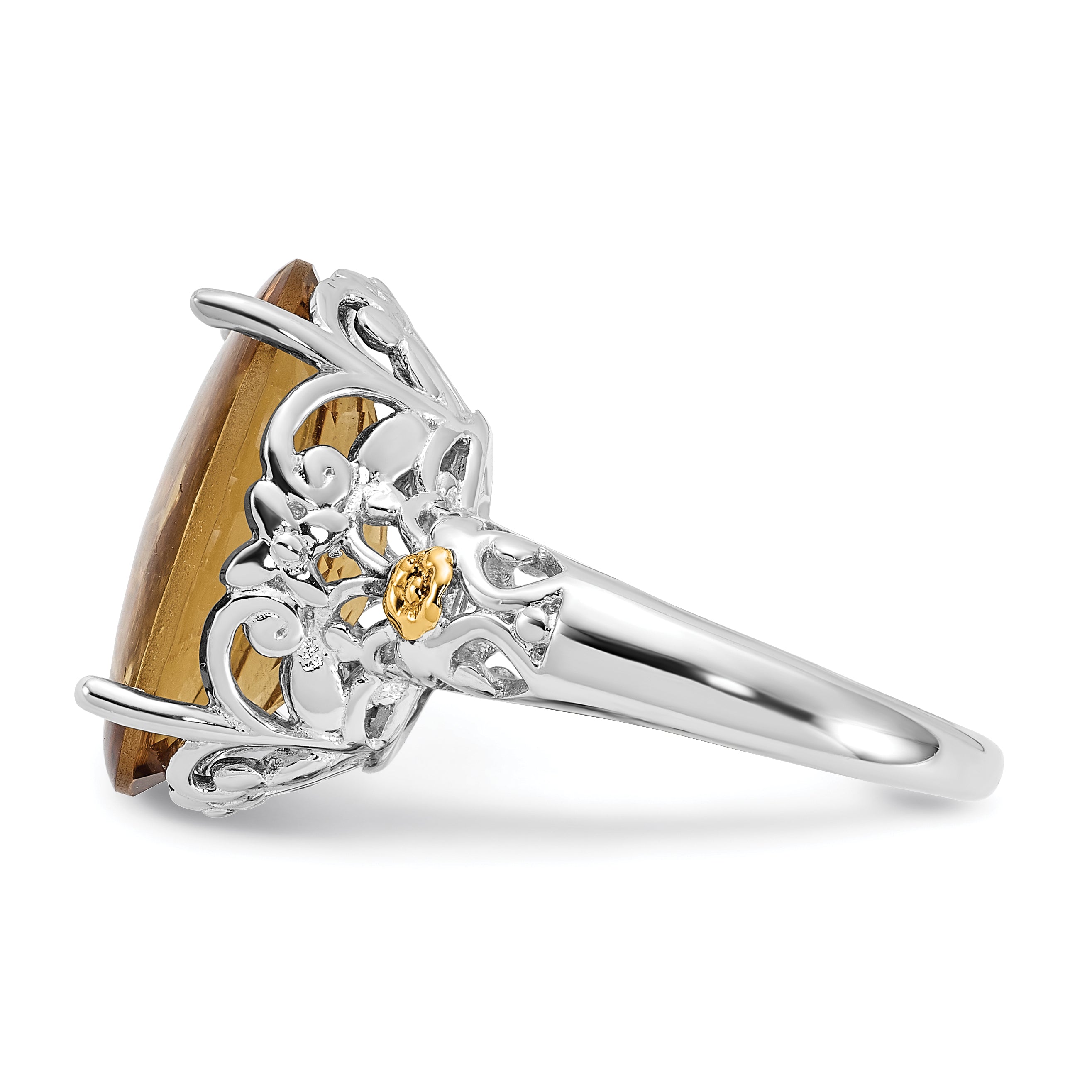 14K/silver Bicolor Sterlingsilber 14K Akzente Poliert Whiskey Quarz Ring