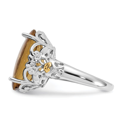 14K/silver Bicolor Sterlingsilber 14K Akzente Poliert Whiskey Quarz Ring