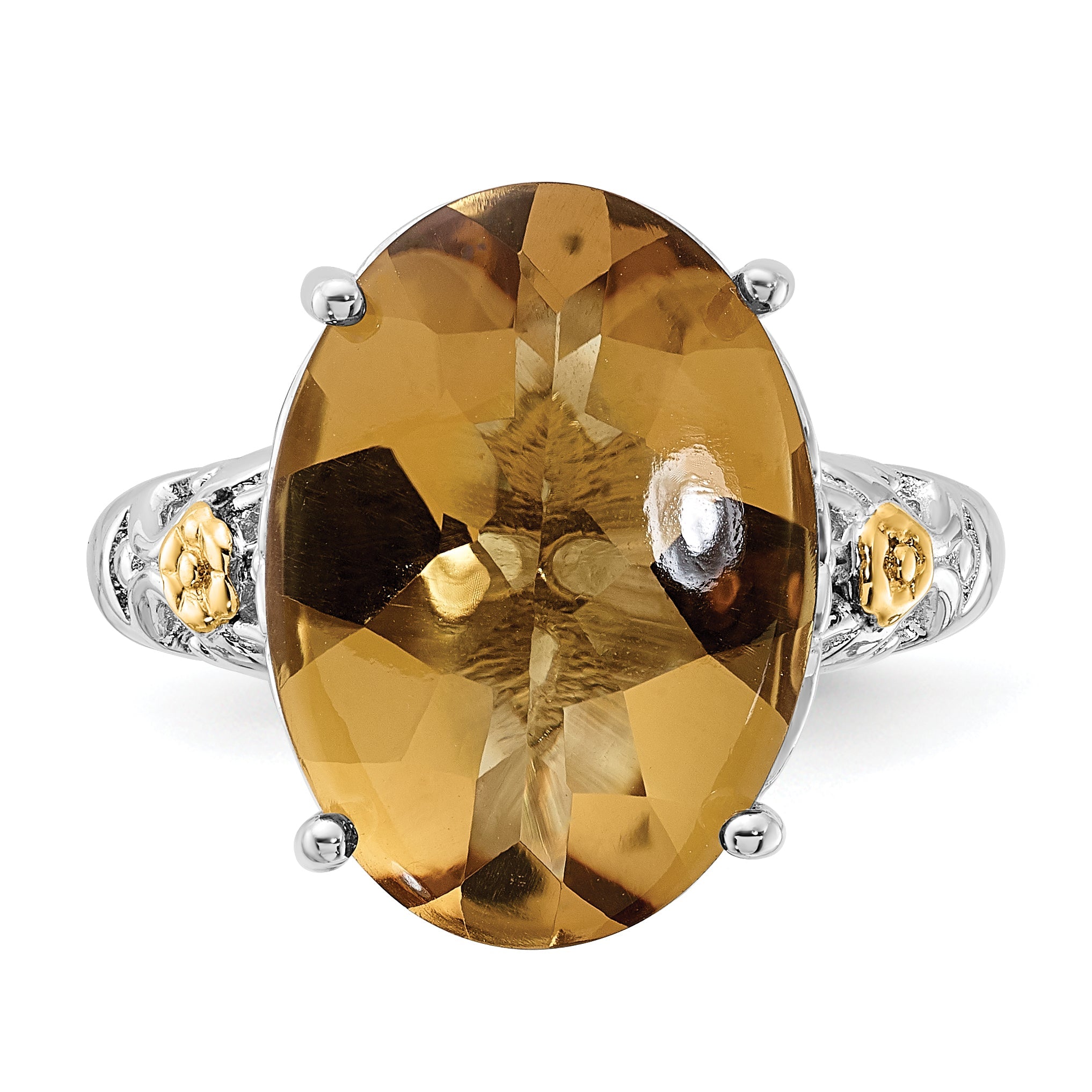 14K/silver Bicolor Sterlingsilber 14K Akzente Poliert Whiskey Quarz Ring