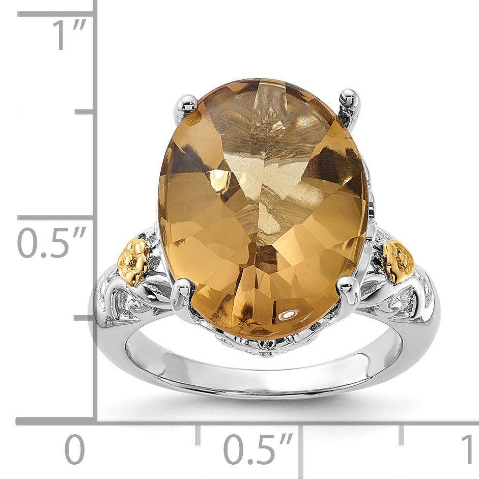 14K/silver Bicolor Sterlingsilber 14K Akzente Poliert Whiskey Quarz Ring