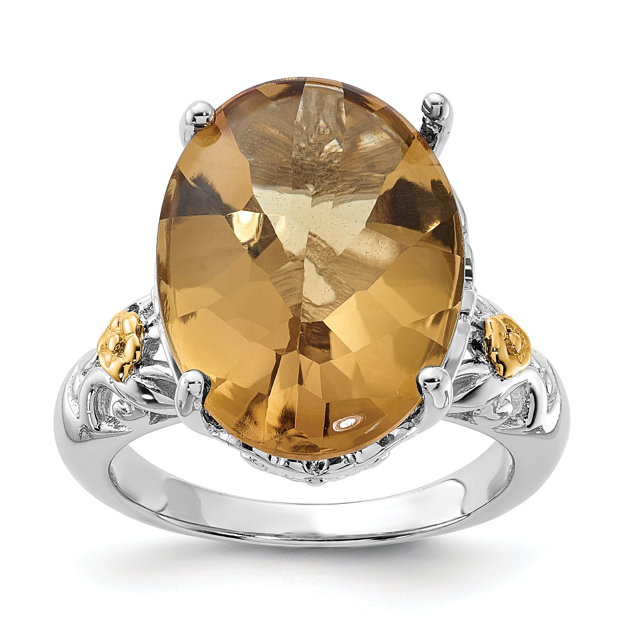 14K/silver Bicolor Sterlingsilber 14K Akzente Poliert Whiskey Quarz Ring
