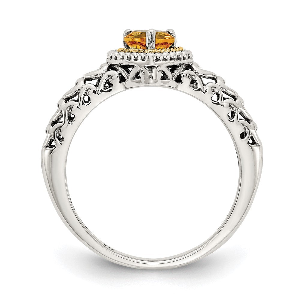 14K/silver Bicolor Shey Couture Sterlingsilber mit 14K Akzente Antikisiert Herz Citrin Ring