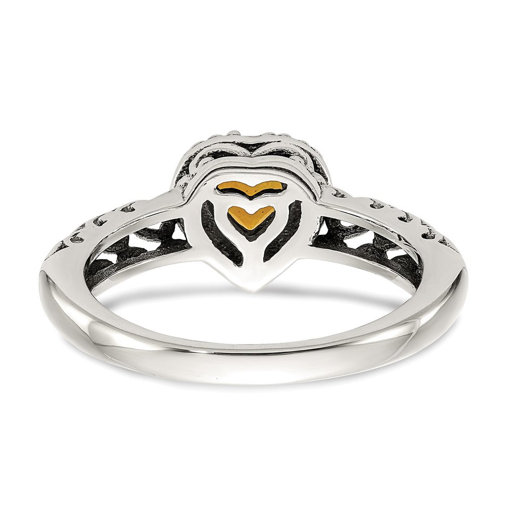 14K/silver Bicolor Shey Couture Sterlingsilber mit 14K Akzente Antikisiert Herz Citrin Ring