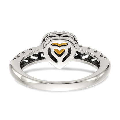 14K/silver Bicolor Shey Couture Sterlingsilber mit 14K Akzente Antikisiert Herz Citrin Ring