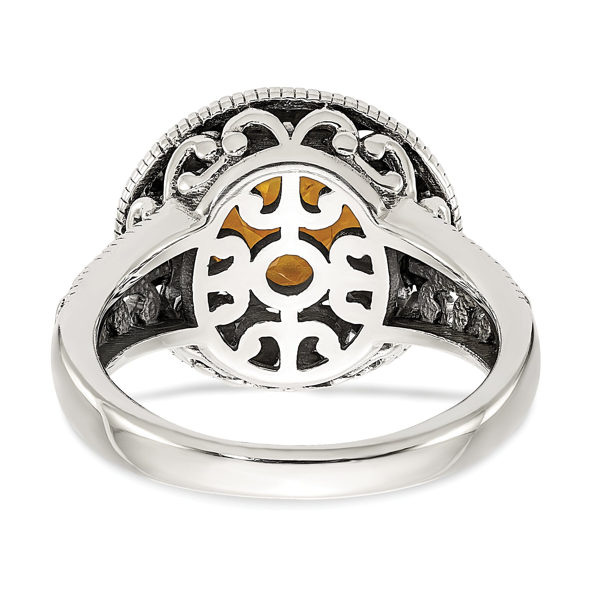 14K/silver Bicolor Shey Couture Sterlingsilber mit 14K Akzente Antikisiert Rund Citrin Ring