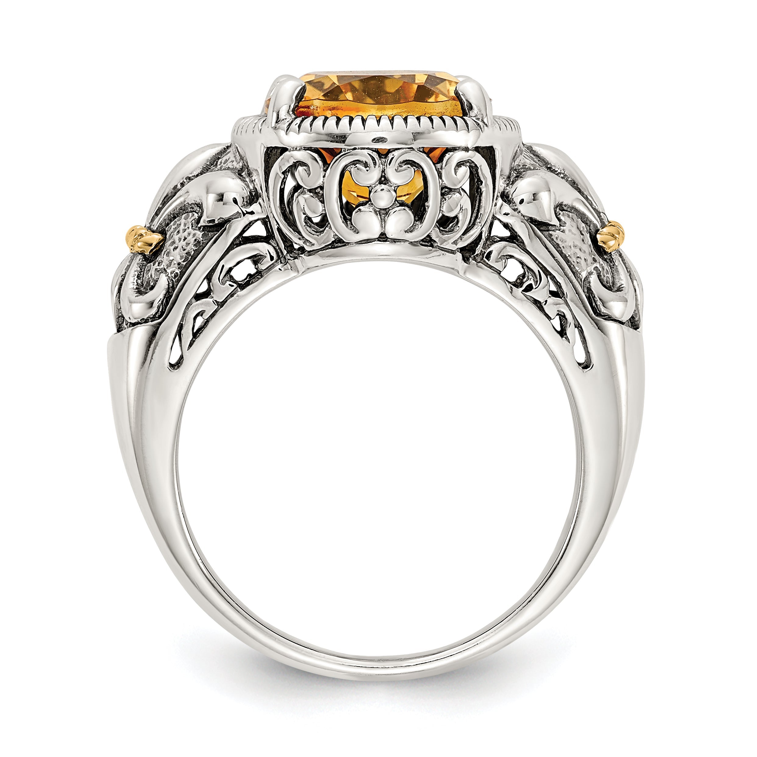 14K/silver Bicolor Shey Couture Sterlingsilber mit 14K Akzente Antikisiert Oval Citrin Ring