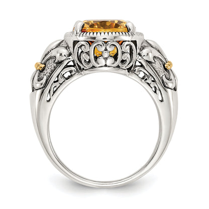 14K/silver Bicolor Shey Couture Sterlingsilber mit 14K Akzente Antikisiert Oval Citrin Ring