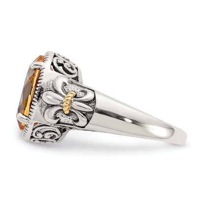 14K/silver Bicolor Shey Couture Sterlingsilber mit 14K Akzente Antikisiert Oval Citrin Ring