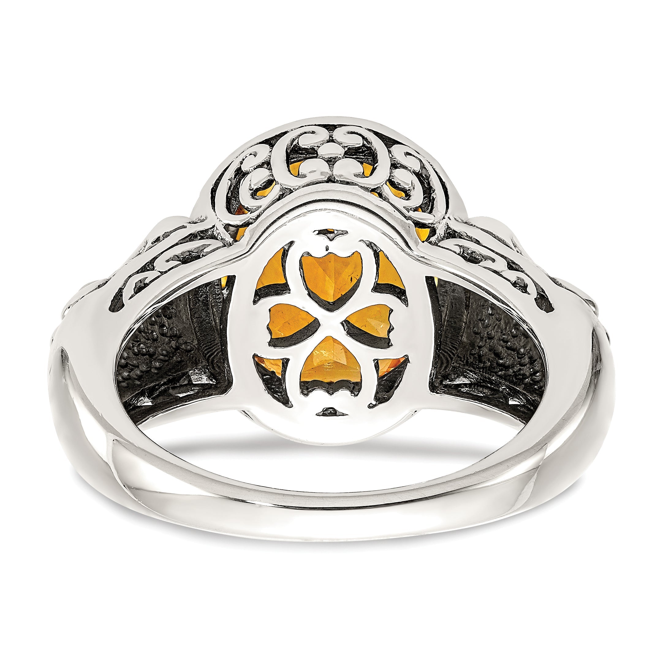 14K/silver Bicolor Shey Couture Sterlingsilber mit 14K Akzente Antikisiert Oval Citrin Ring