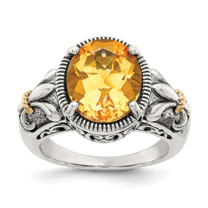 14K/silver Bicolor Shey Couture Sterlingsilber mit 14K Akzente Antikisiert Oval Citrin Ring