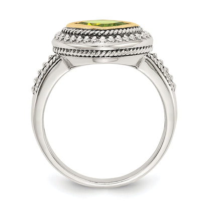 14K/silver Bicolor Shey Couture Sterlingsilber mit 14K Akzente Antikisiert Kissen Zargenfassung Peridot Ring