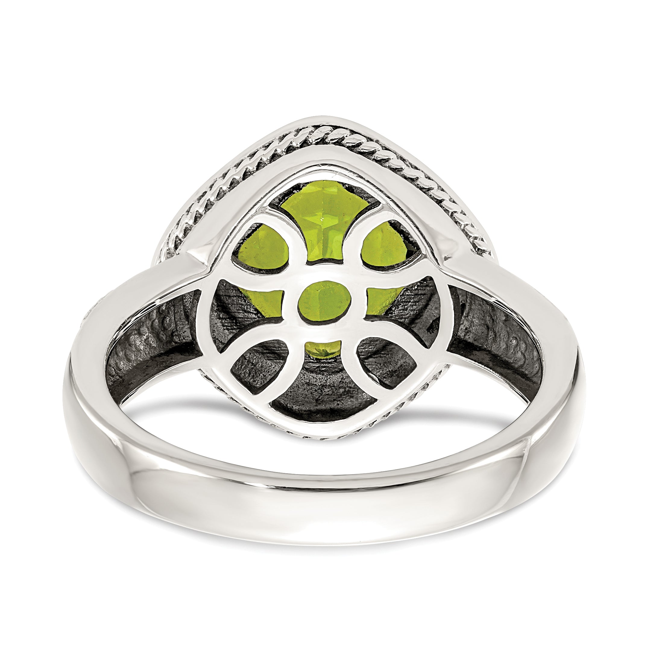 14K/silver Bicolor Shey Couture Sterlingsilber mit 14K Akzente Antikisiert Kissen Zargenfassung Peridot Ring