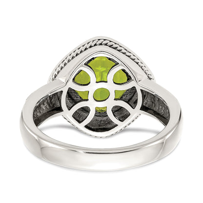 14K/silver Bicolor Shey Couture Sterlingsilber mit 14K Akzente Antikisiert Kissen Zargenfassung Peridot Ring