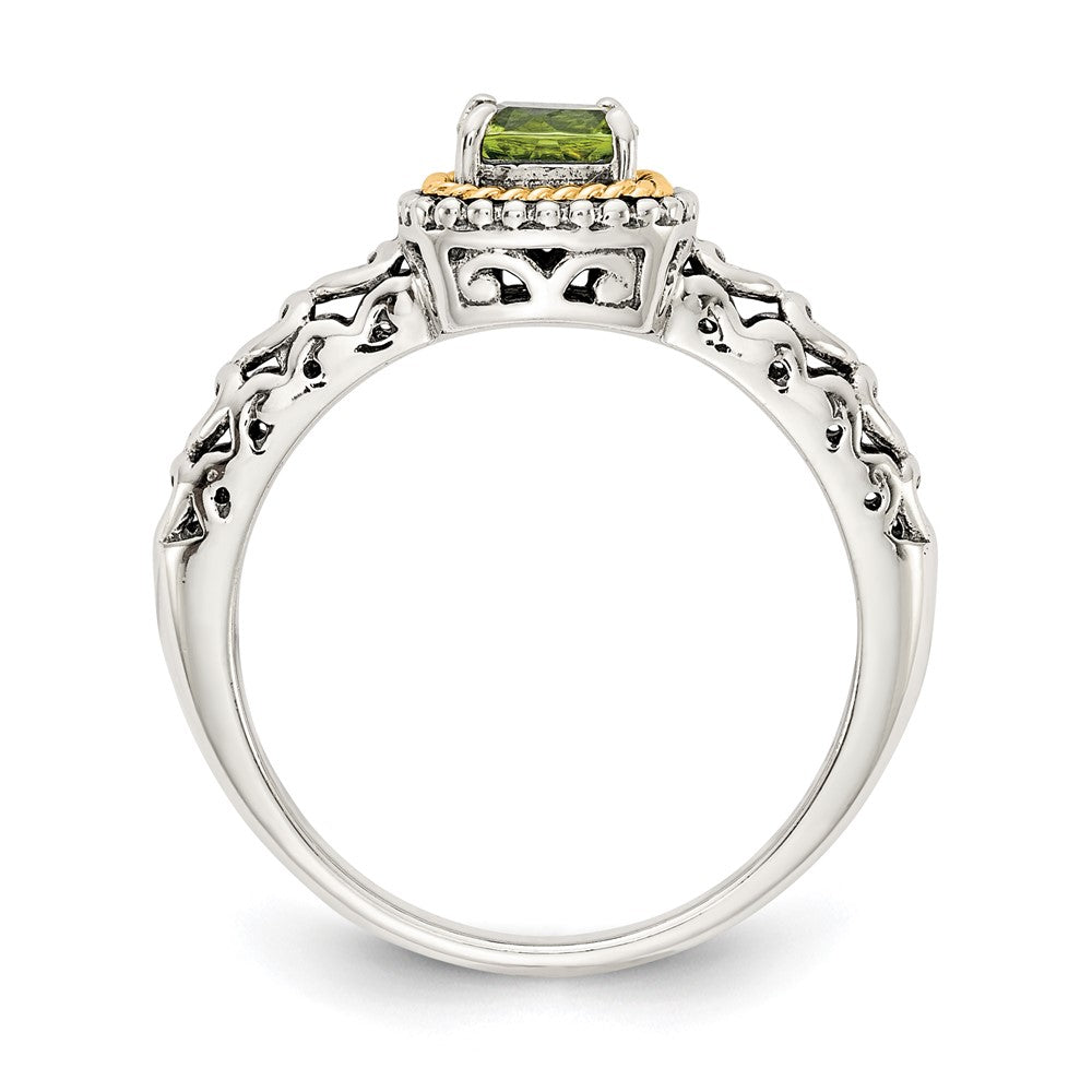 14K/silver Bicolor Shey Couture Sterlingsilber mit 14K Akzente Antikisiert Kissen Peridot Ring