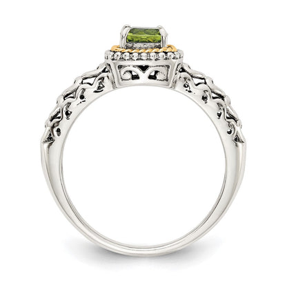 14K/silver Bicolor Shey Couture Sterlingsilber mit 14K Akzente Antikisiert Kissen Peridot Ring