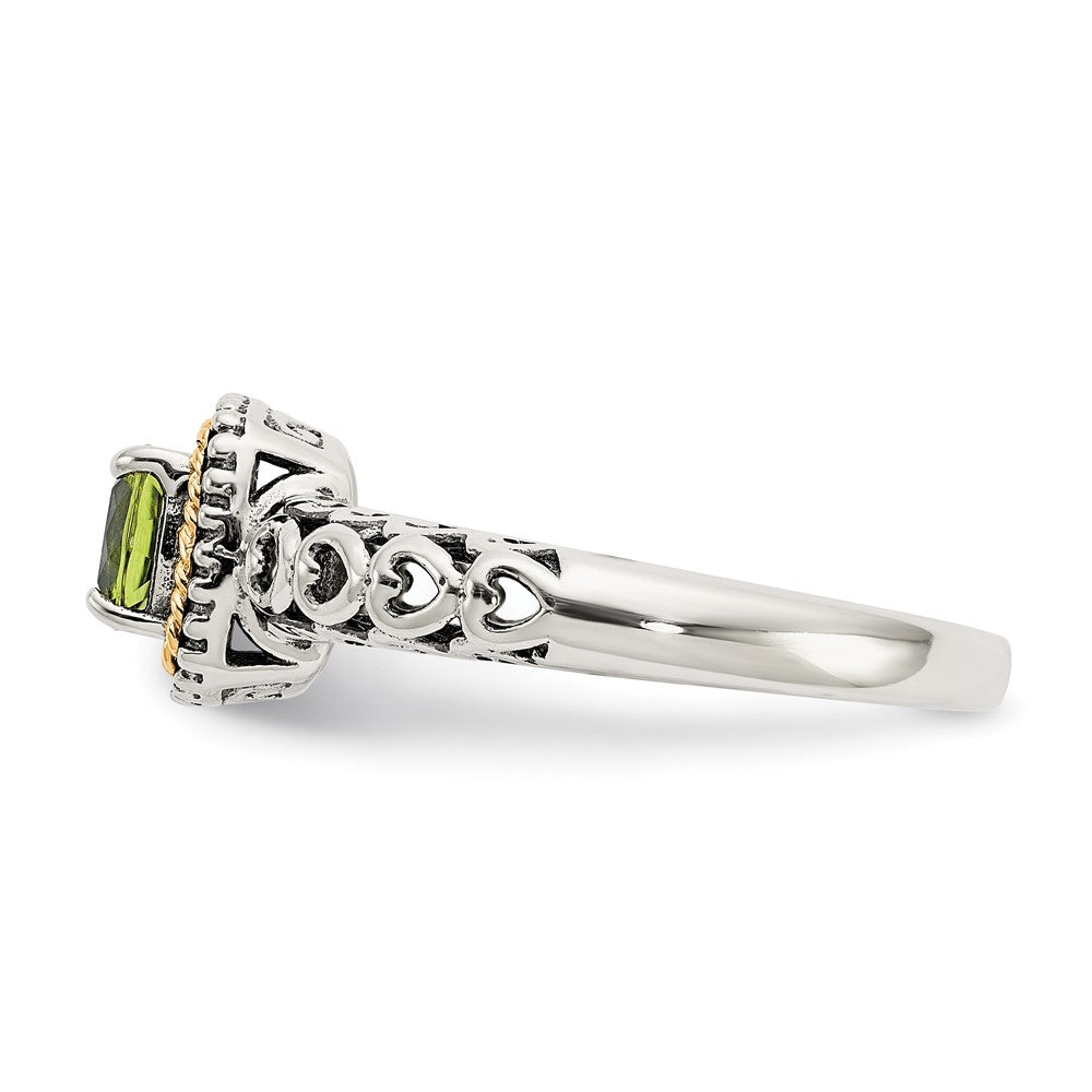 14K/silver Bicolor Shey Couture Sterlingsilber mit 14K Akzente Antikisiert Kissen Peridot Ring