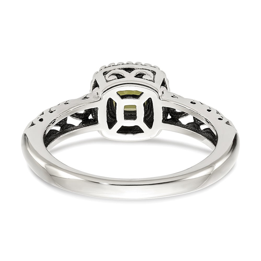 14K/silver Bicolor Shey Couture Sterlingsilber mit 14K Akzente Antikisiert Kissen Peridot Ring