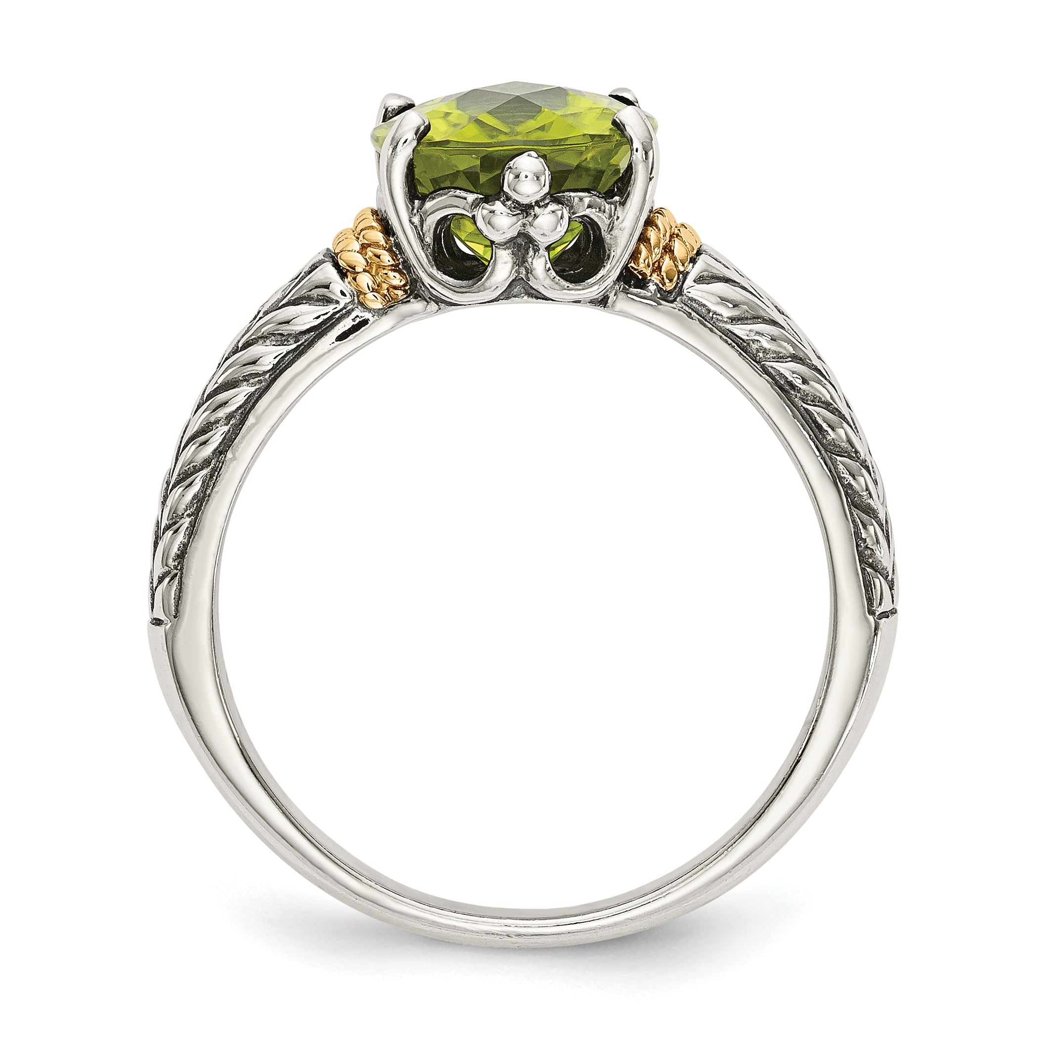 14K/silver Bicolor Shey Couture Sterlingsilber mit 14K Akzente Antikisiert Oval Peridot Ring