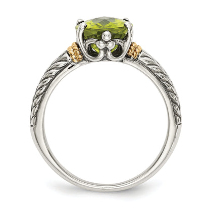 14K/silver Bicolor Shey Couture Sterlingsilber mit 14K Akzente Antikisiert Oval Peridot Ring