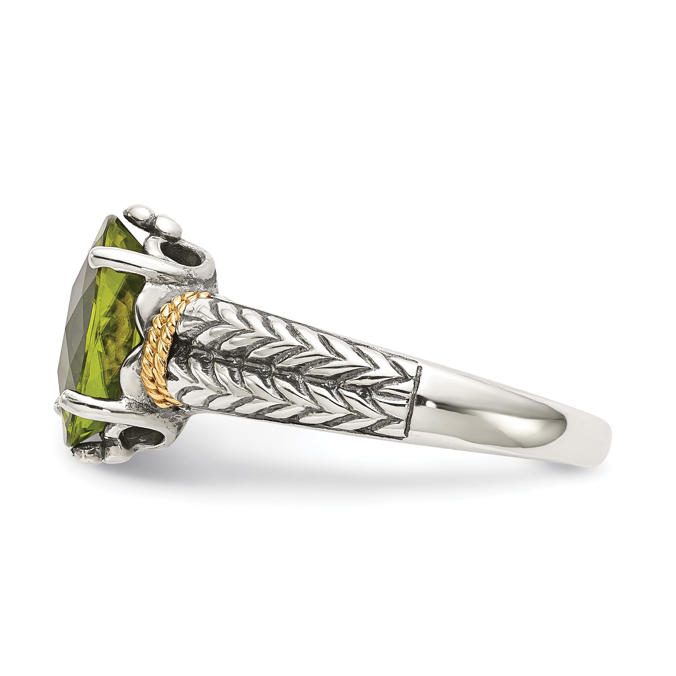 14K/silver Bicolor Shey Couture Sterlingsilber mit 14K Akzente Antikisiert Oval Peridot Ring