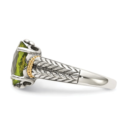 14K/silver Bicolor Shey Couture Sterlingsilber mit 14K Akzente Antikisiert Oval Peridot Ring